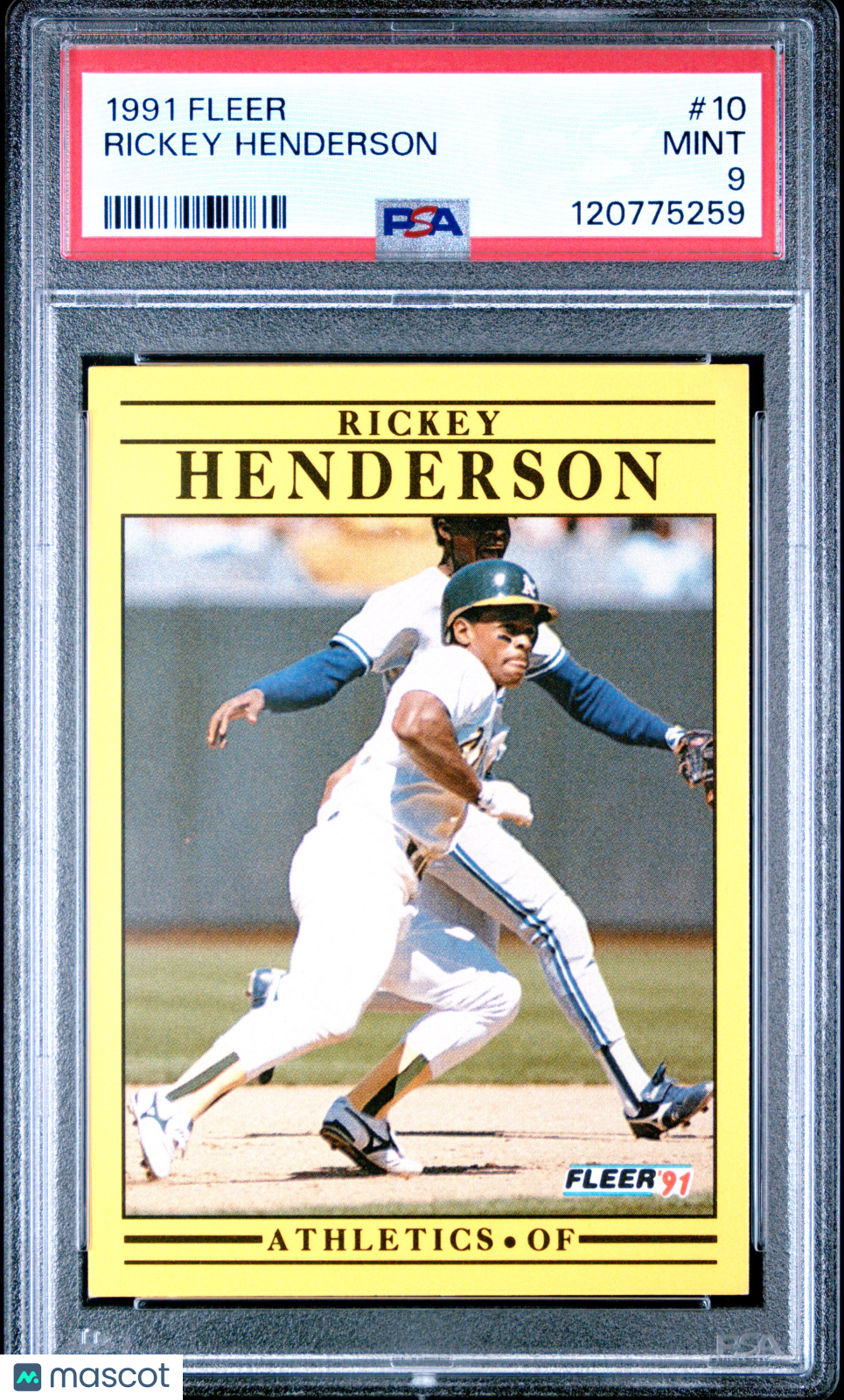 1991 Fleer - Rickey Henderson - #10 - PSA 9