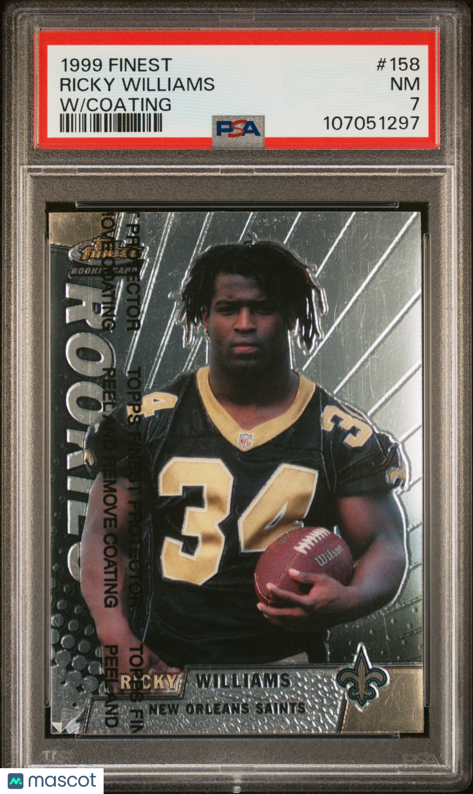 1999 Finest - Ricky Williams - Finest w/ Coating #158 - - RC Rookie - PSA 7