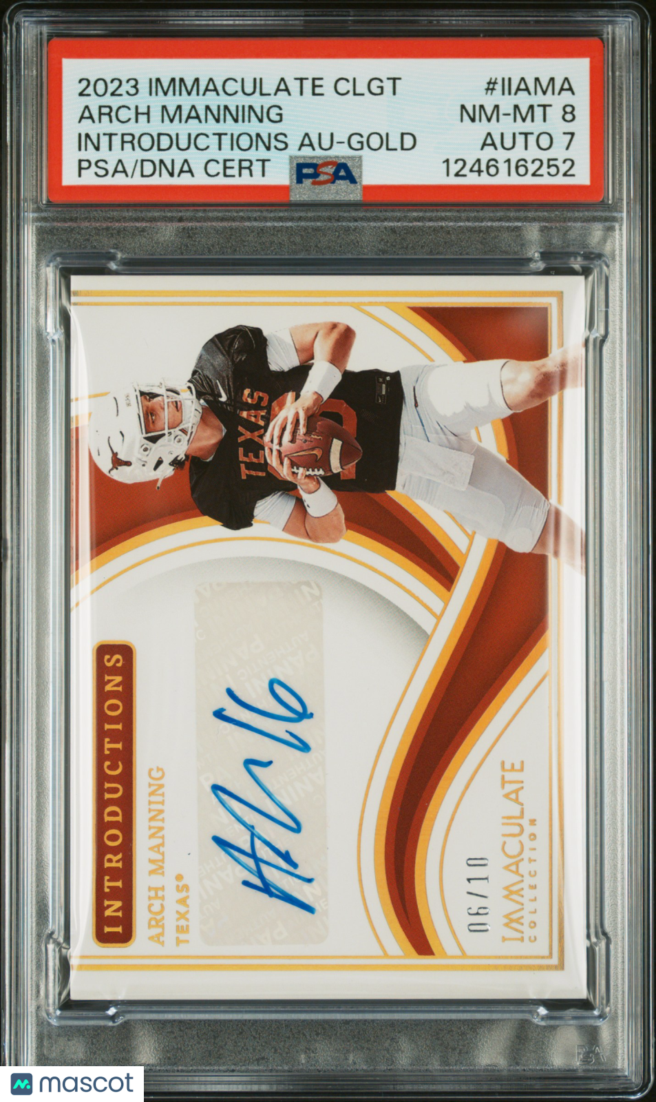 2023 Immaculate - Arch Manning - Introductions Auto Gold 06/10 - #IIAMA - PSA 8