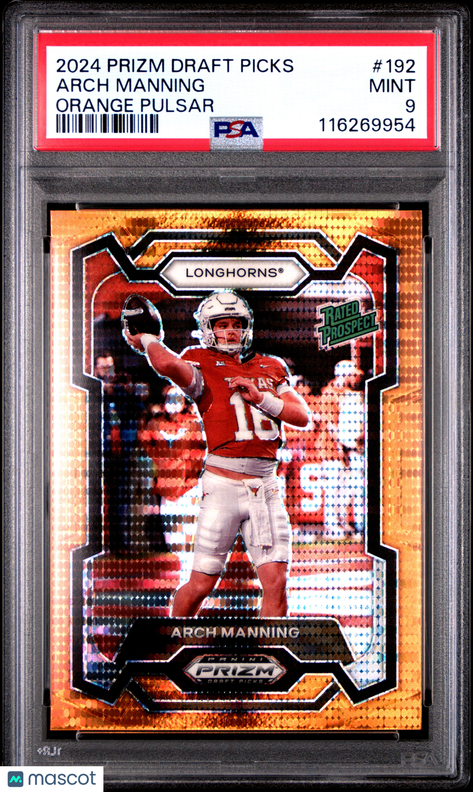 2024 Prizm Draft Picks - Arch Manning - Orange Pulsar /49 #192 - PSA 9
