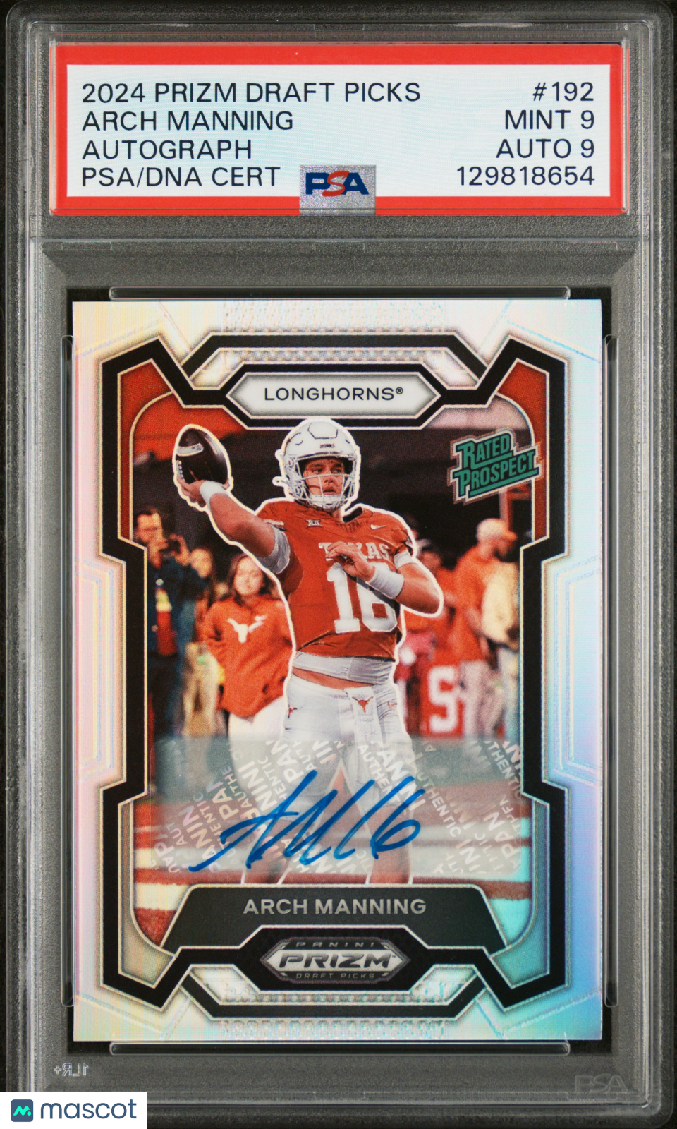 2024 Prizm Draft Picks - Arch Manning - Silver Auto #192 - PSA 9 Auto 9