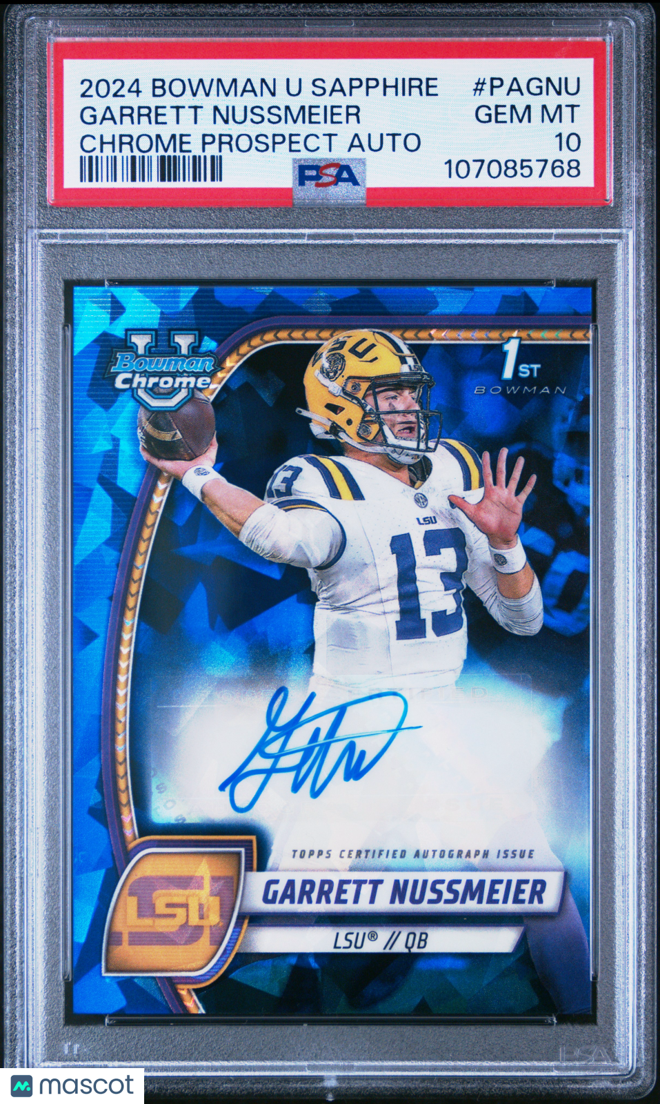 2024 Bowman Sapphire - Garrett Nussmeier - Auto - PSA 10 - GEM Mint - #PAGNU