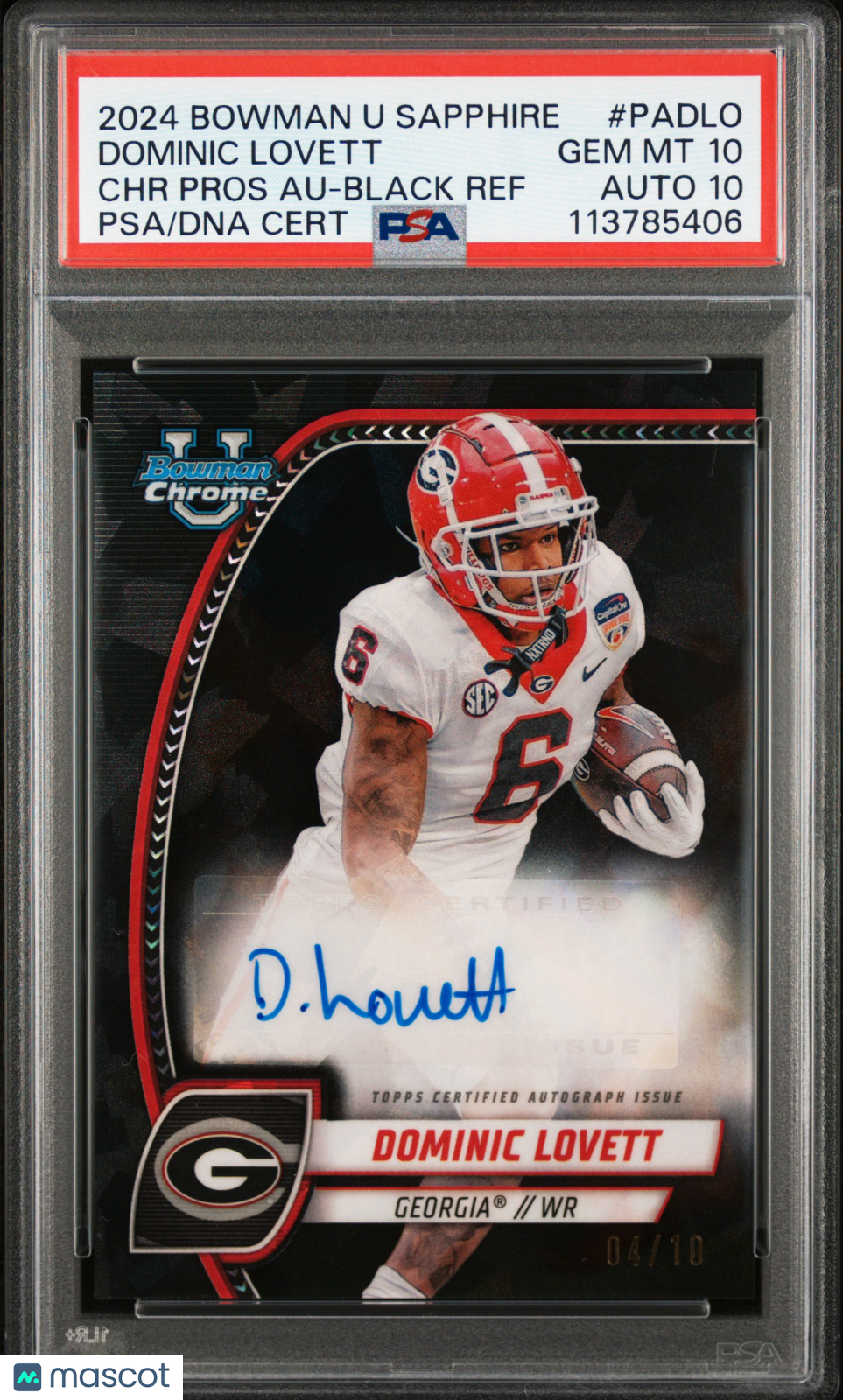 2024 Bowman Sapphire - Dominic Lovett - Black Auto /10 - #PADLO PSA 10 Auto 10