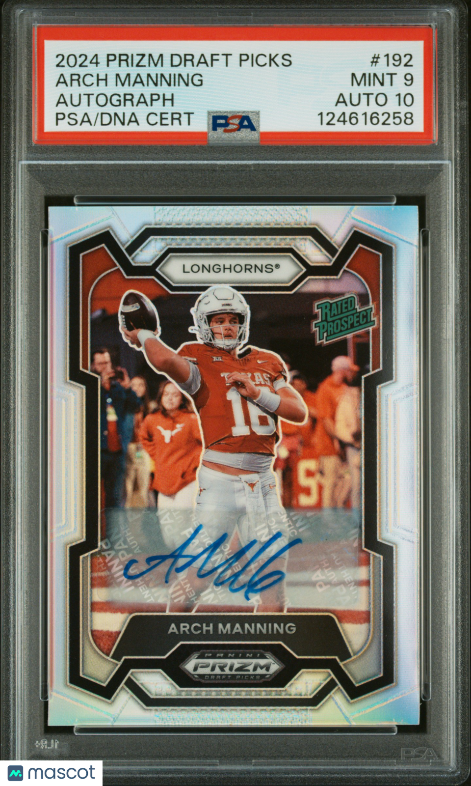 2024 Prizm Draft Picks - Arch Manning - Silver Auto - #192 - PSA 9 Auto 10