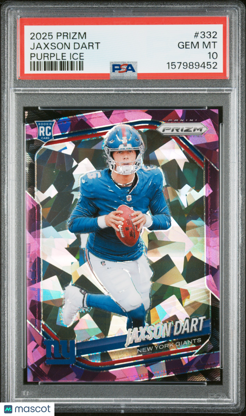 2025 Panini Prizm Jaxson Dart Purple Ice Rookie #332 PSA 10