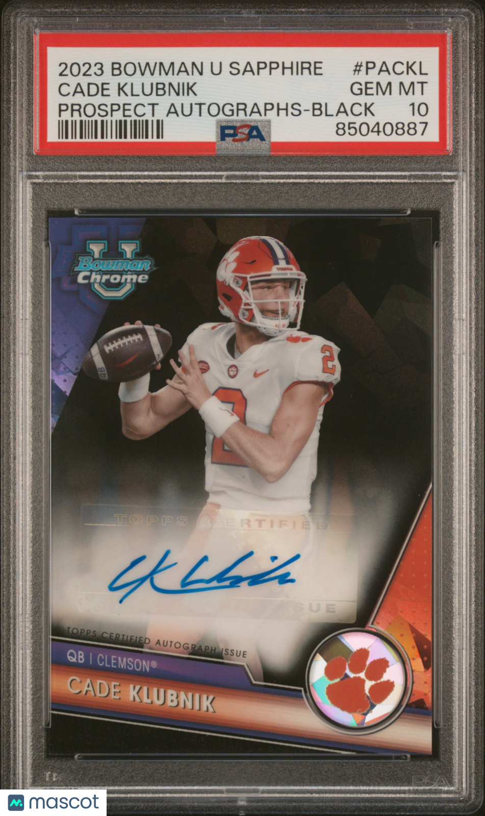 2023 Bowman Sapphire  - Cade Klubnik - Black 9/10 - PSA 10 - GEM Rate - #PA-CKL