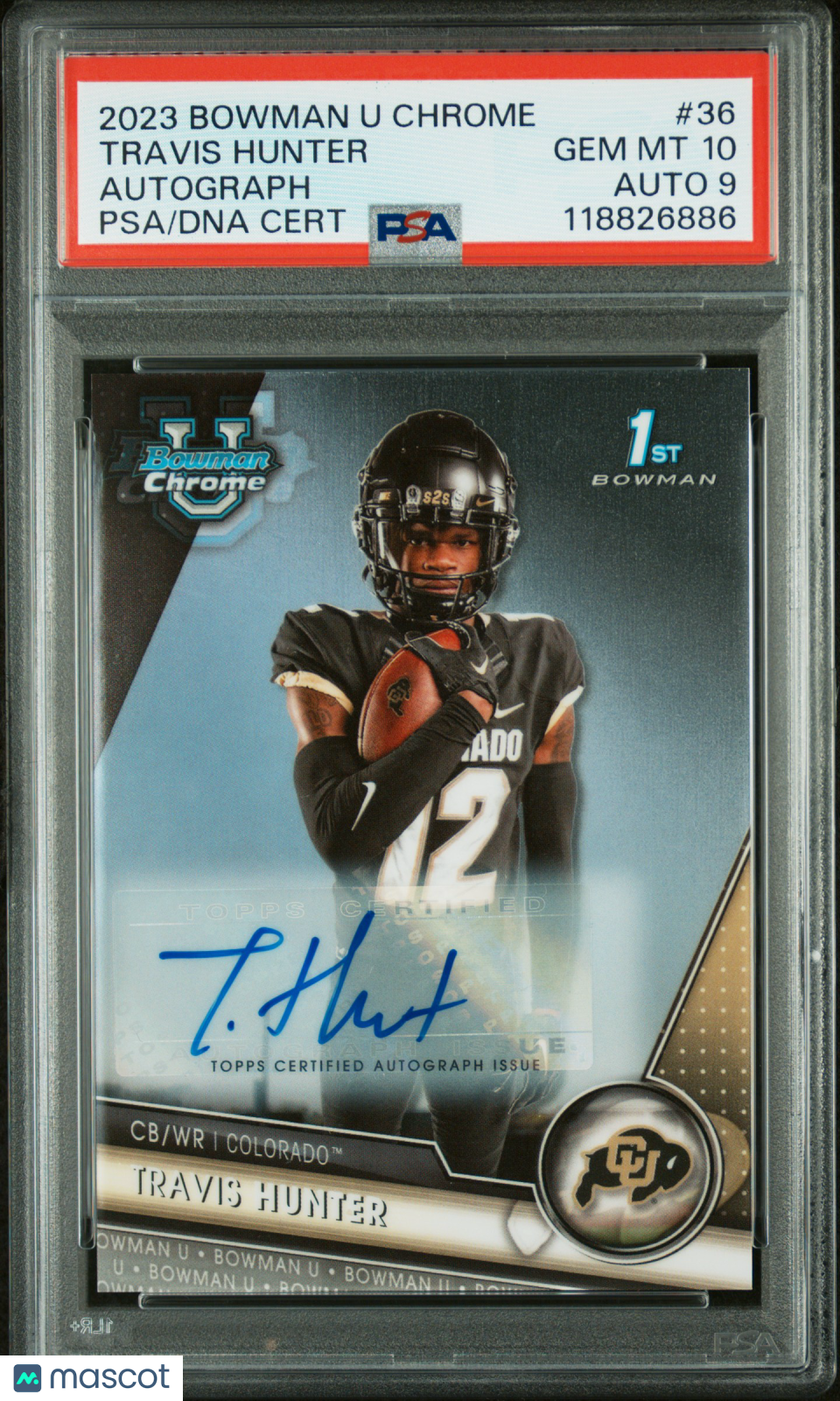 2023 Bowman Chrome - Travis Hunter  - Autograph - #36 - PSA 10 Auto 9 - GEM MINT