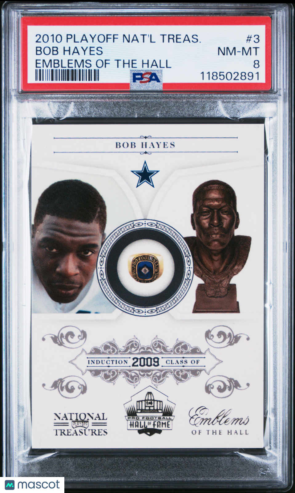 2010 National Treasures - Bob Hayes - Emblems Of The Hall  - #3 - PSA 8