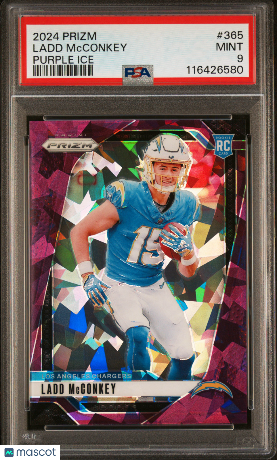 2024 Prizm - Ladd McConkey - Purple Ice /225 - #365 - PSA 9