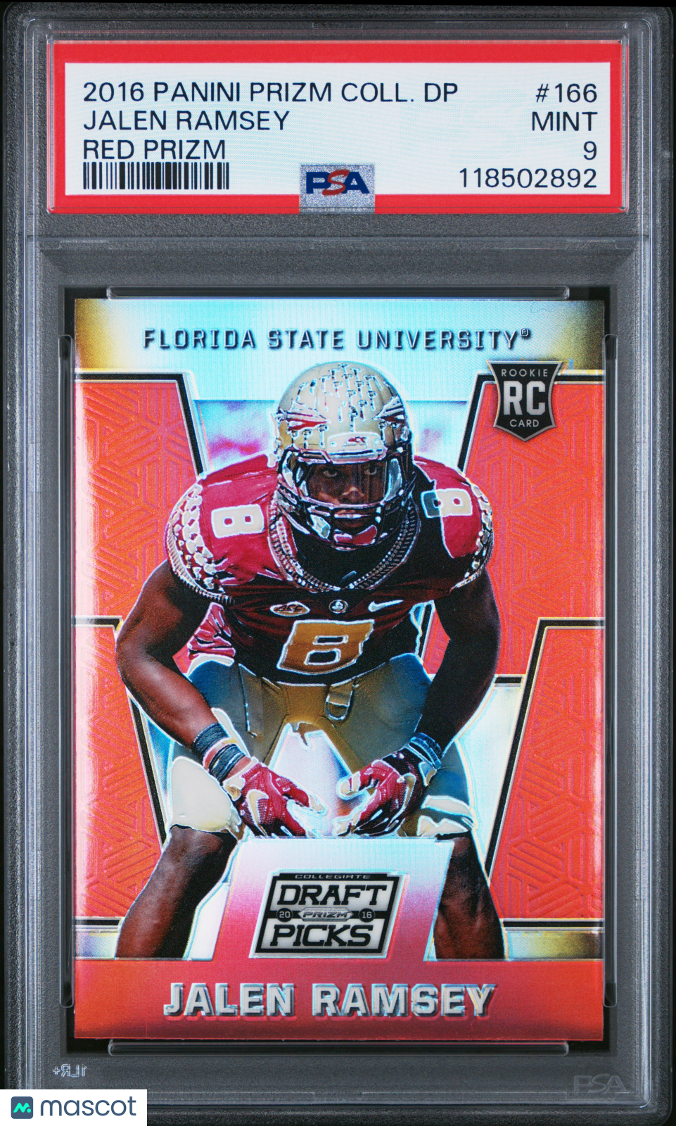 2016 Prizm Draft Picks - Jalen Ramsey - Red Prizm - #166 - RC - Rookie - PSA 9