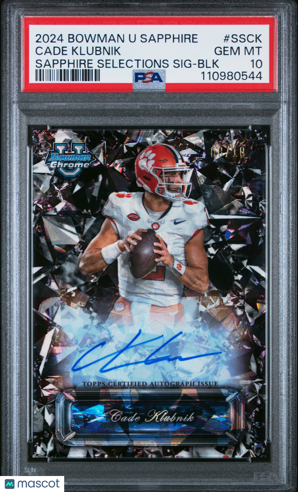 2024 Bowman Sapphire - Cade Klubnik - Sapphire Selections Black Auto 8/10-PSA 10