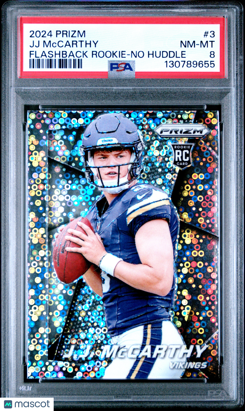 2024 Prizm - JJ McCarthy - No Huddle Flashback RC #3 - PSA 8