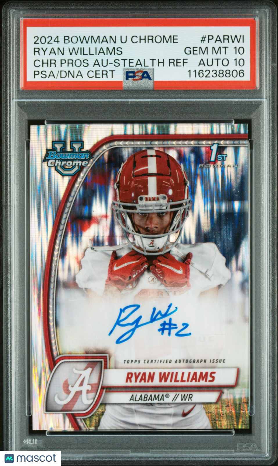 2024 Bowman Chrome -  Ryan Williams - Stealth Auto - PSA 10 Auto 10 - GEM MINT