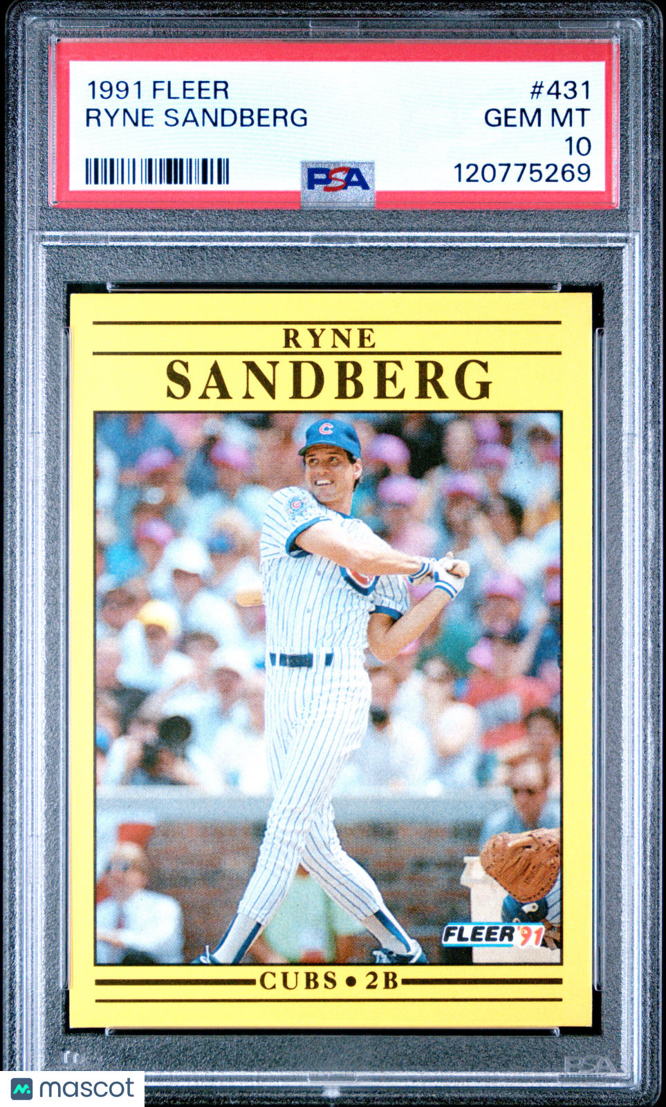 1991 Fleer - Ryne Sandberg - #431 - PSA 10 - GEM MINT