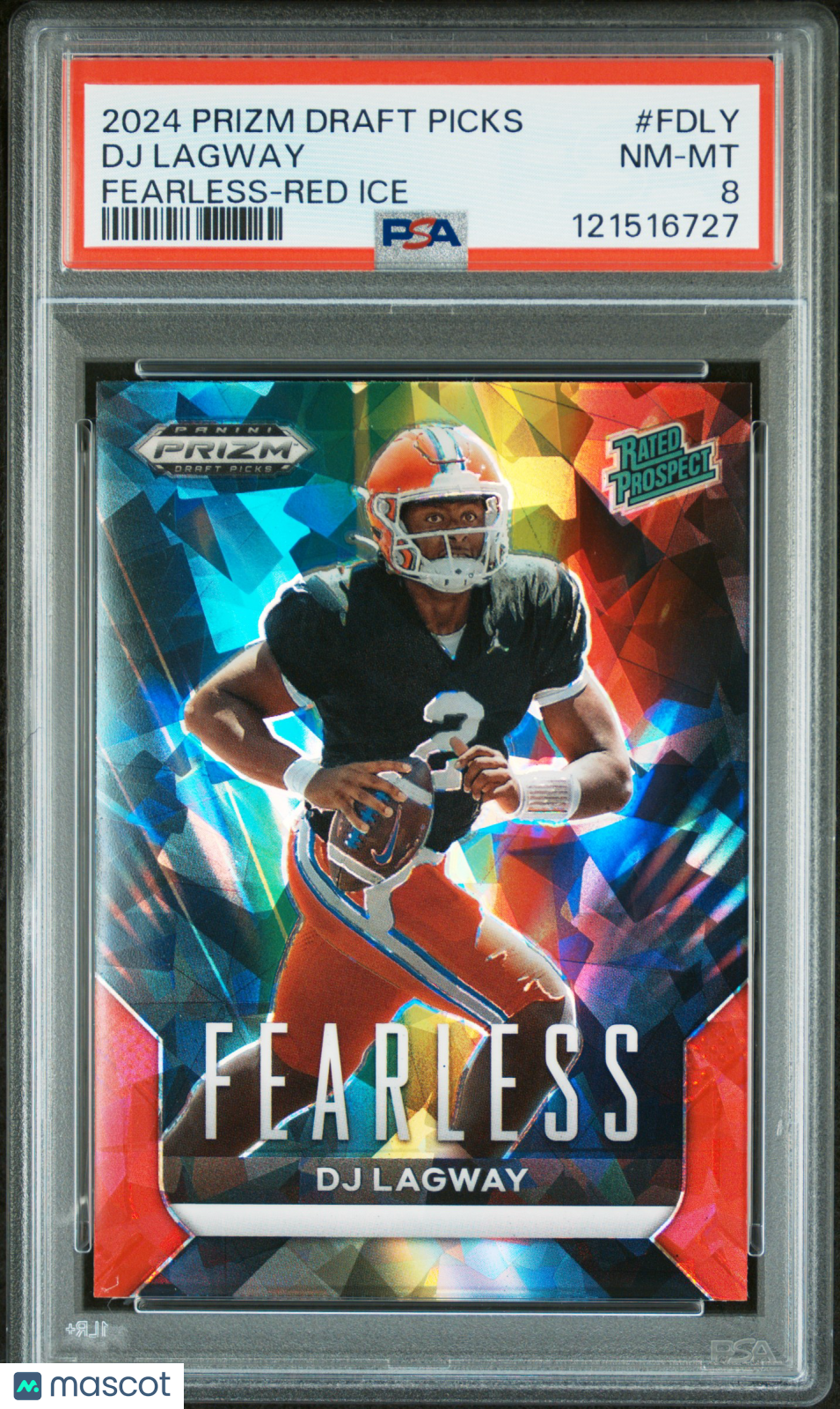 2024 Prizm Draft Picks - DJ Lagway - Fearless Red Ice - #FDLY - PSA 8