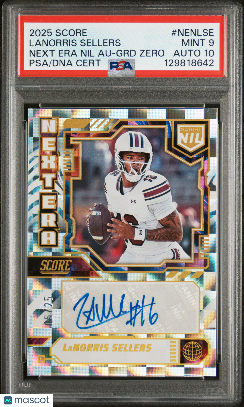 2025 Score - Lanorris Sellers - Next Era Nil Auto NXT GRD Zero /25 PSA 9 Auto 10