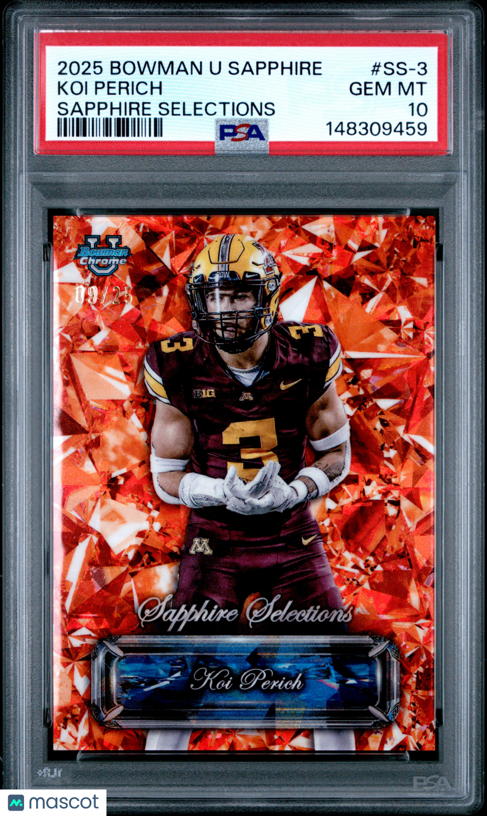 2025 Bowman Sapphire -  Koi Perich Orange Refractor /25 #3 - PSA 10