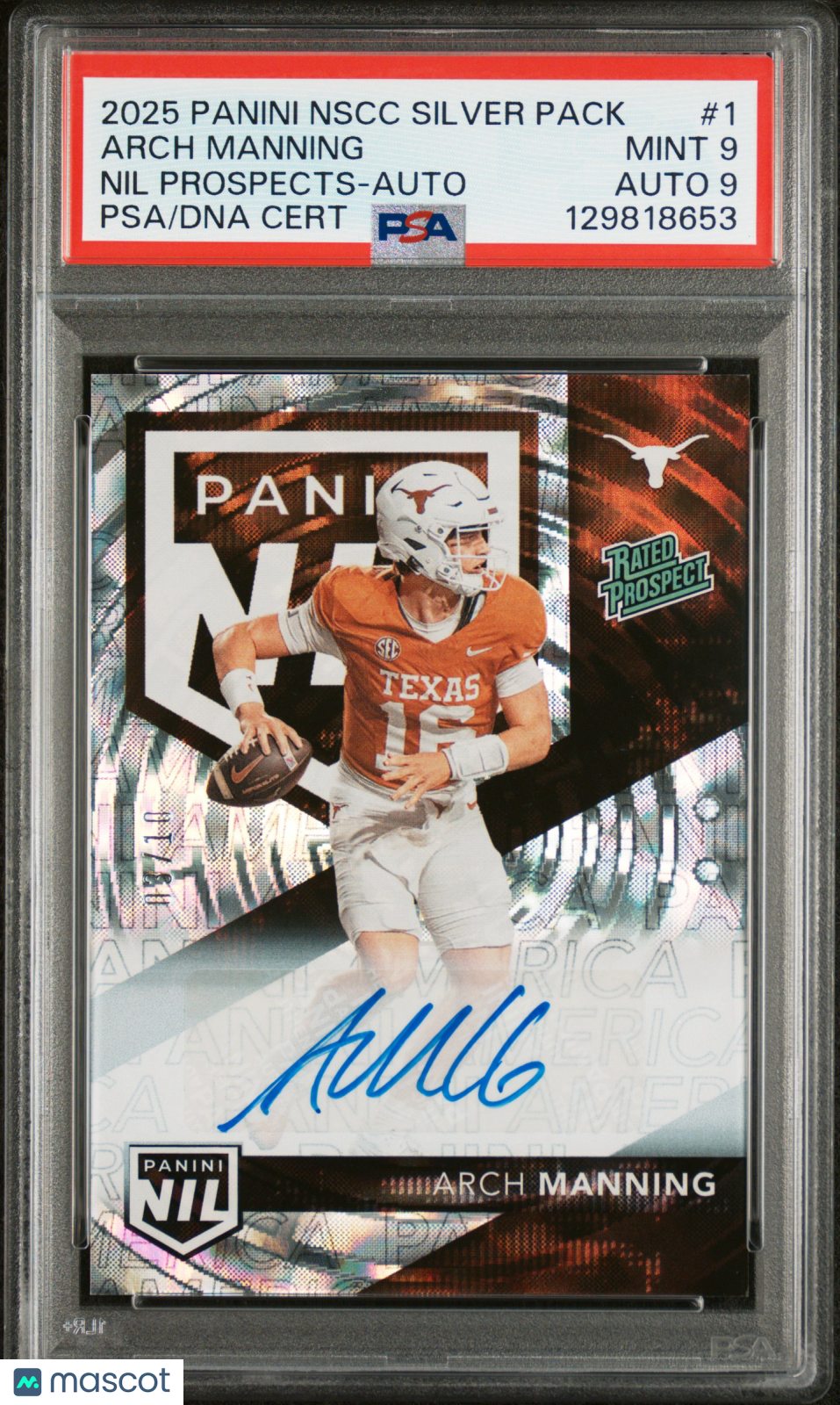 2025 National Convention - Arch Manning - Silver NIL Auto #1 -  PSA 9