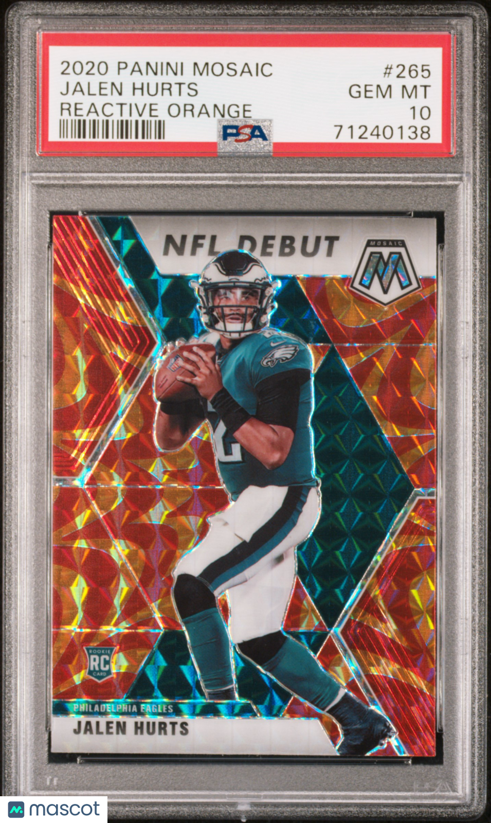 2020 Mosaic - Jalen Hurts - Reactive Orange - #265 - PSA 10 - GEM MINT