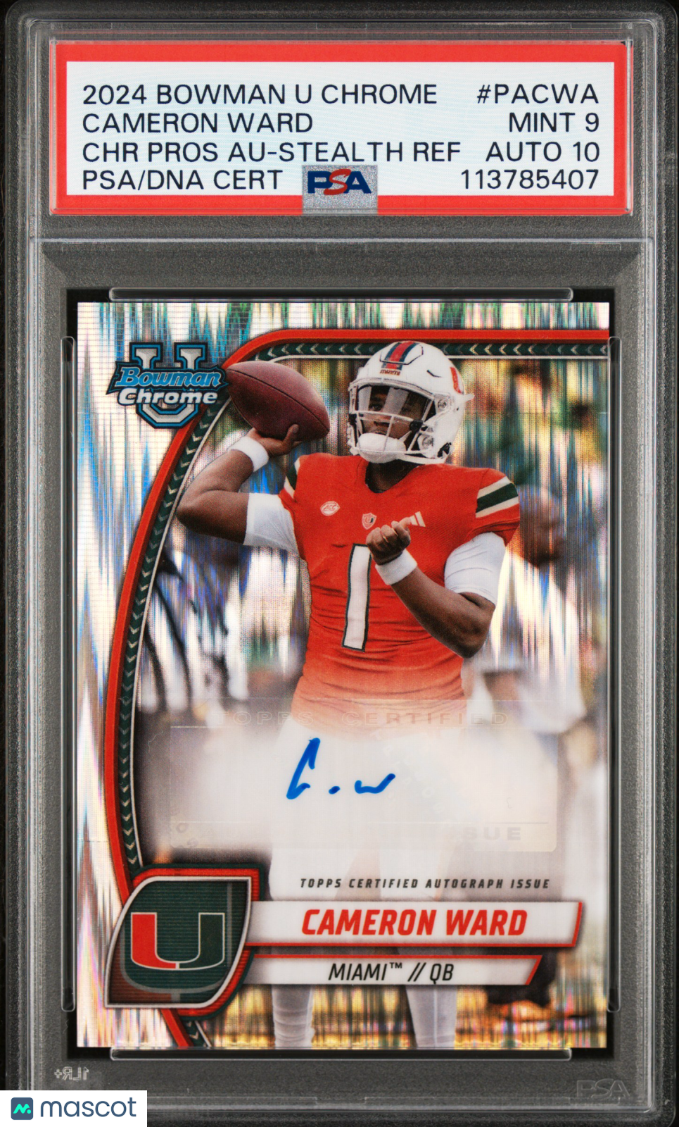 2024 Bowman Chrome - Cameron Ward - Stealth Refractor Auto - #PACWA - PSA 9