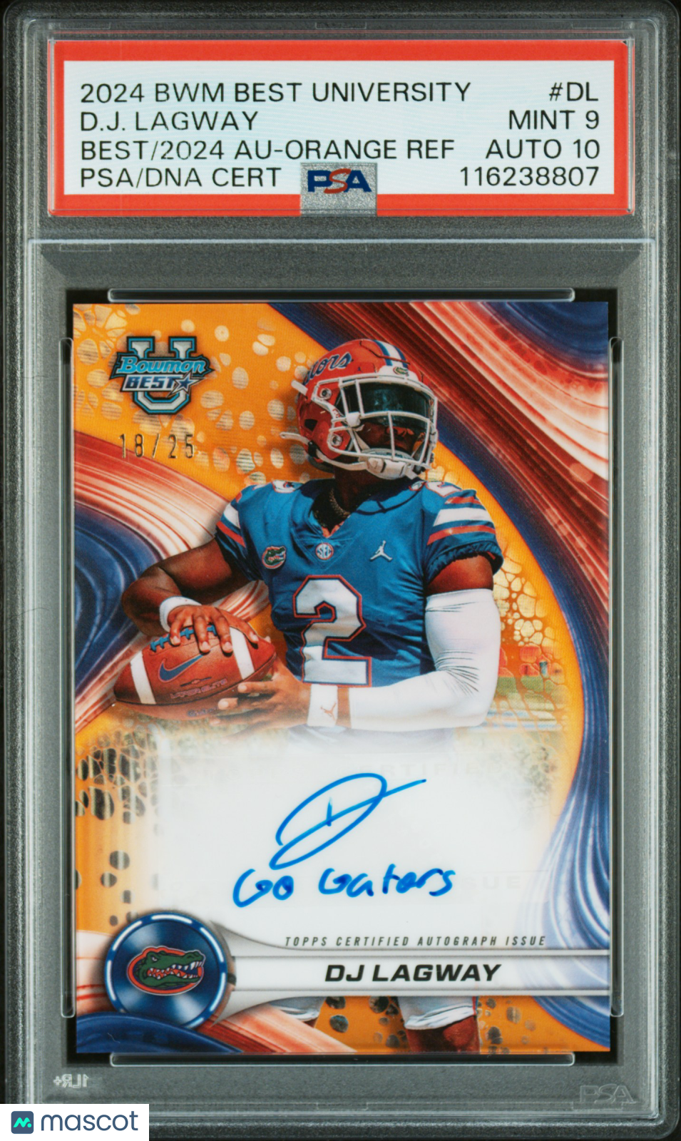 2024 Bowman Best - DJ Lagway - Orange Refractor Auto /25 - #DL - PSA 9 Auto 10