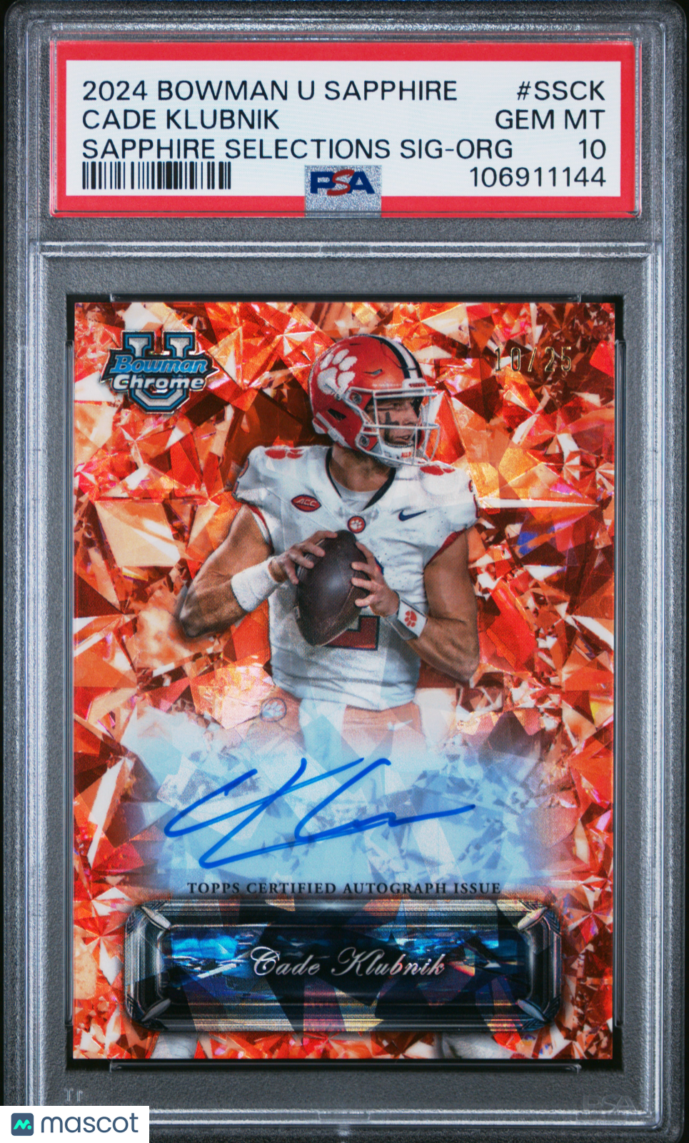 2024 Bowman Sapphire - Cade Klubnik - Sapph. Selections Auto 10/25-PSA 10