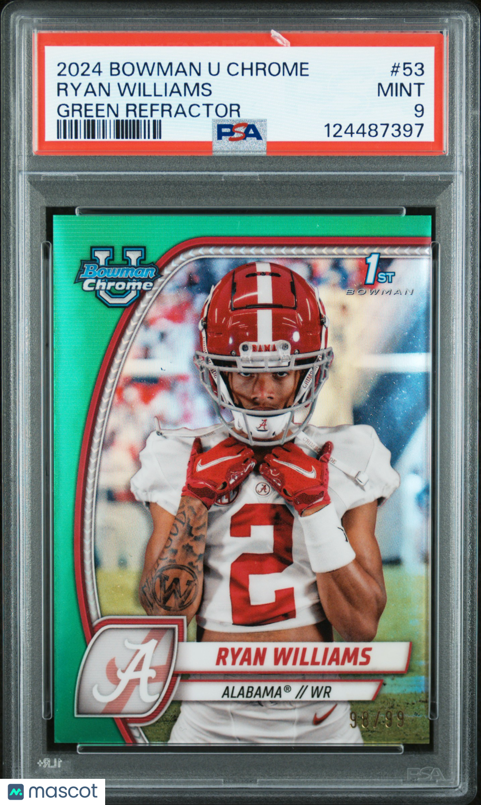 2024 Bowman Chrome - Ryan Williams - Green Refractor /99 - #53 - PSA 9