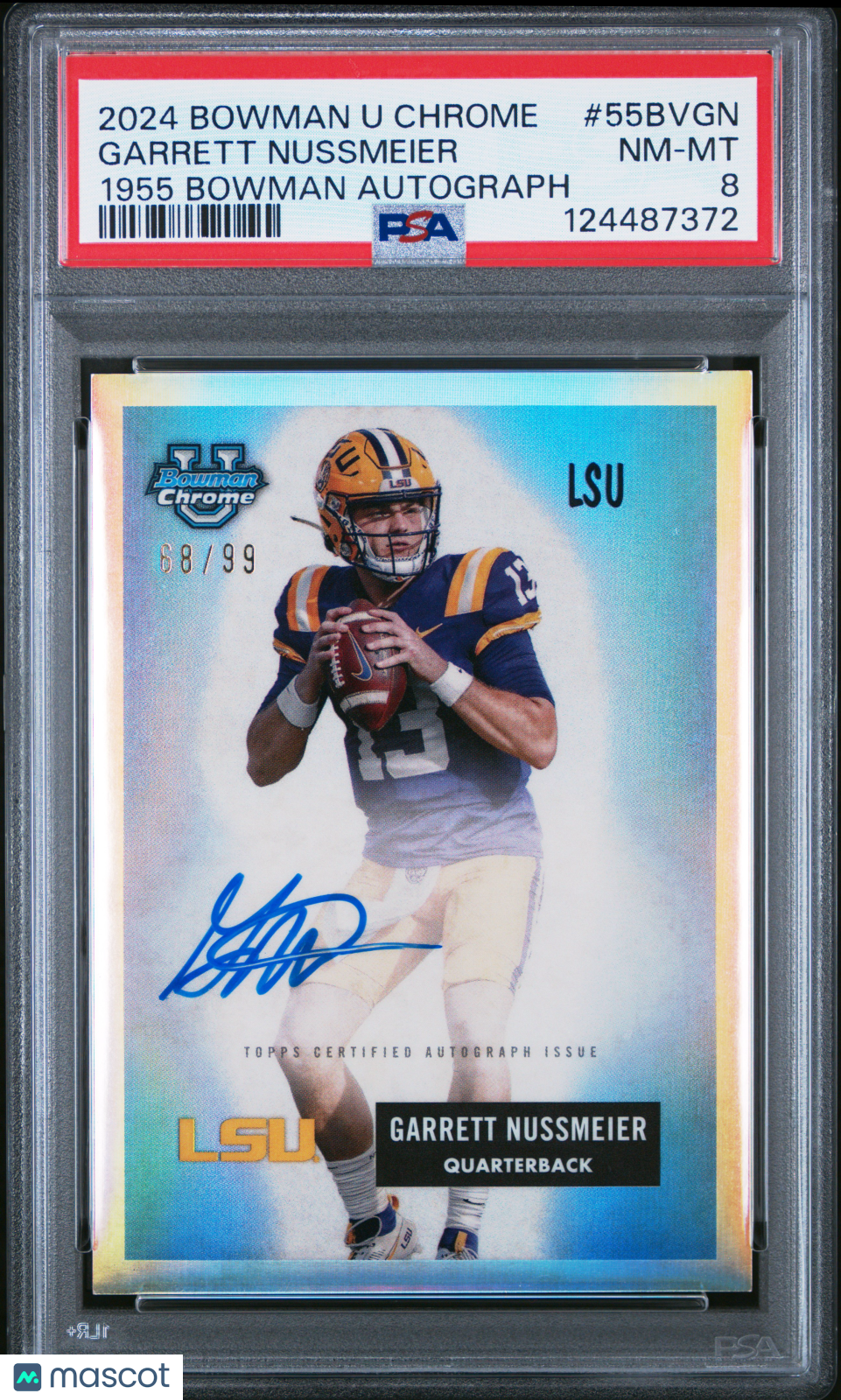 2024 Bowman Chrome - Garrett Nussmeier - 1955 Variation Auto - /99 - PSA 8