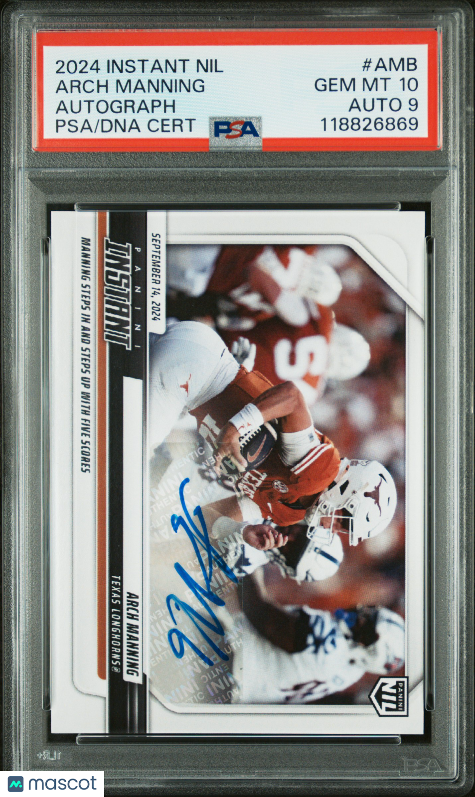2024 Panini Instant NIL - Arch Manning - Autograph - #AMB - PSA 10 - GEM MINT