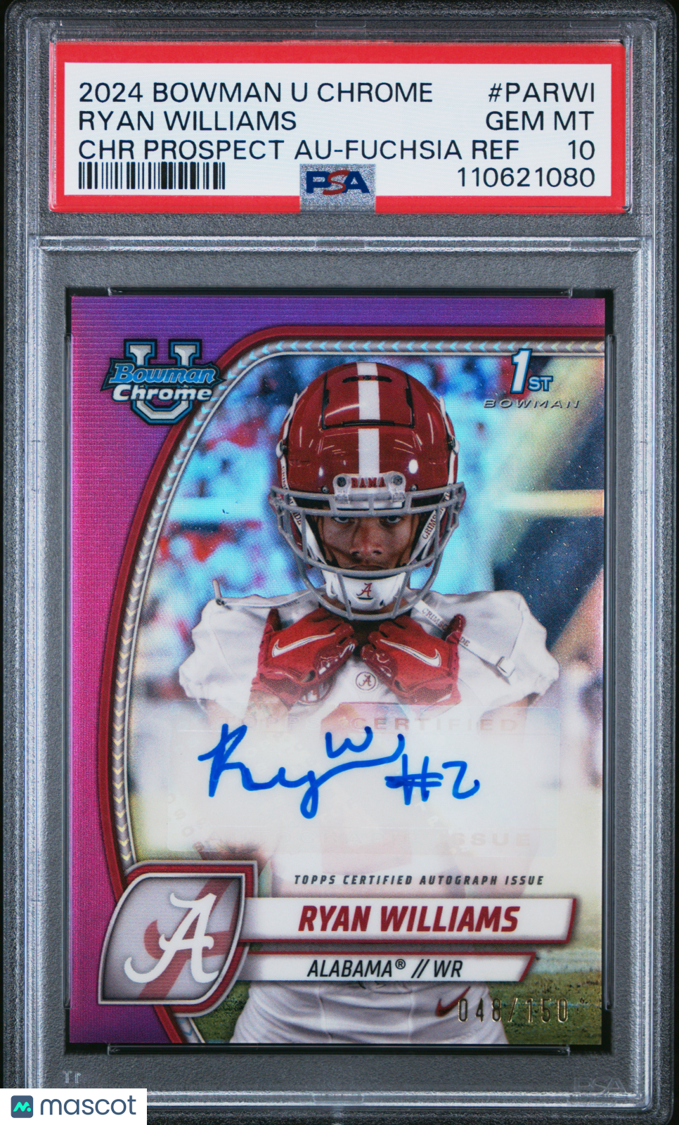 2024 Bowman Chrome -Ryan Williams - Fuschia 1st Auto 48/150 - PSA 10 - GEM MINT
